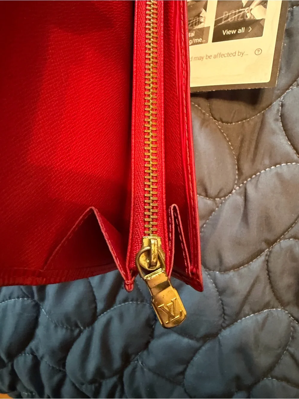 Authentic Louis Vuitton Red Epi Leather Fold Wallet